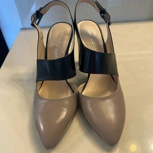 Franco Sarto Trish leather sling backs tan and black size 7.5